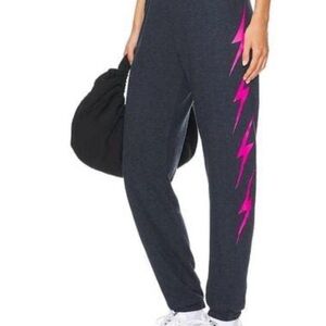 Aviator Nation Navy Joggers with Neon Lightning Bolts